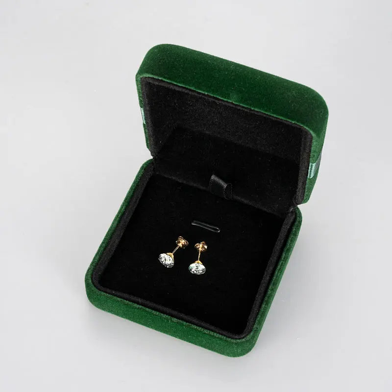 IOGOU 14K Solid Gold Moissanite Round Stud Earrings for Women Men GRA Certified Moissnaites 3mm 4mm 5mm 6mm 6.5mm Gold Jewelry