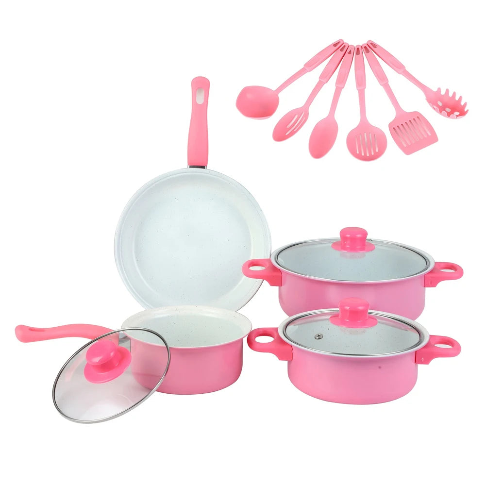 12-Piece Luxury Non-Stick Cookware Set Frying pan Casserole Dish Wok Skillet Versatile Stylish Durable Outdoor Set for All Types
