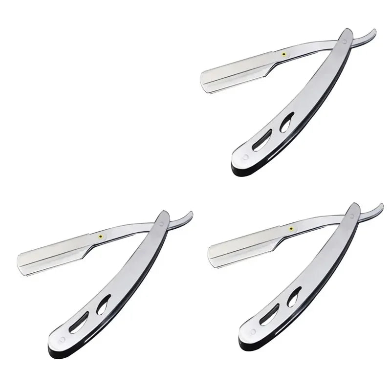 1/3/5pcs Professional Manual Shaver Straight Edge Stainless Steel Barber Razor Men Folding Shaving Shave Beard Cutter With Blade