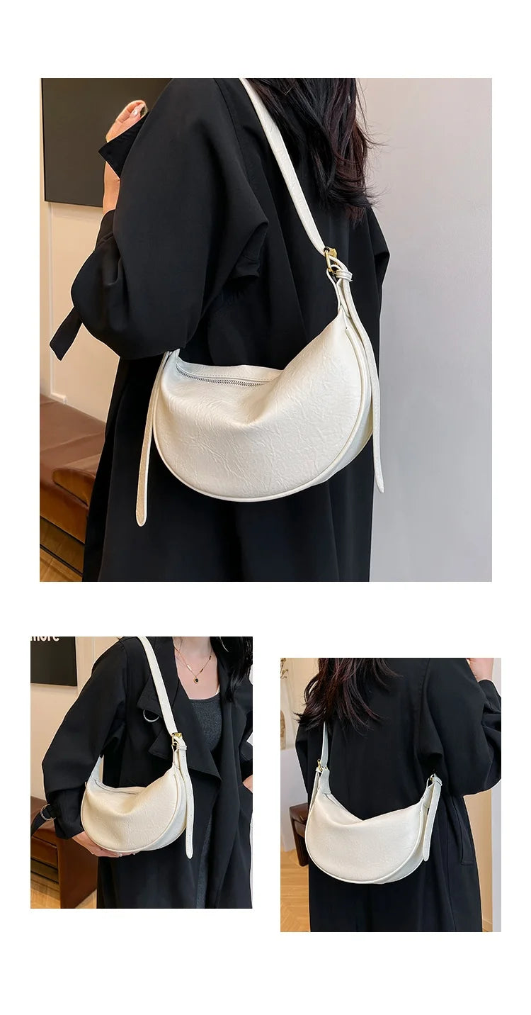Retro Versatile Women's Shoulder Bag Simple Fashionable New Style Matching Dumpling Shape Crossbody Bag Trendy High-End Feeling