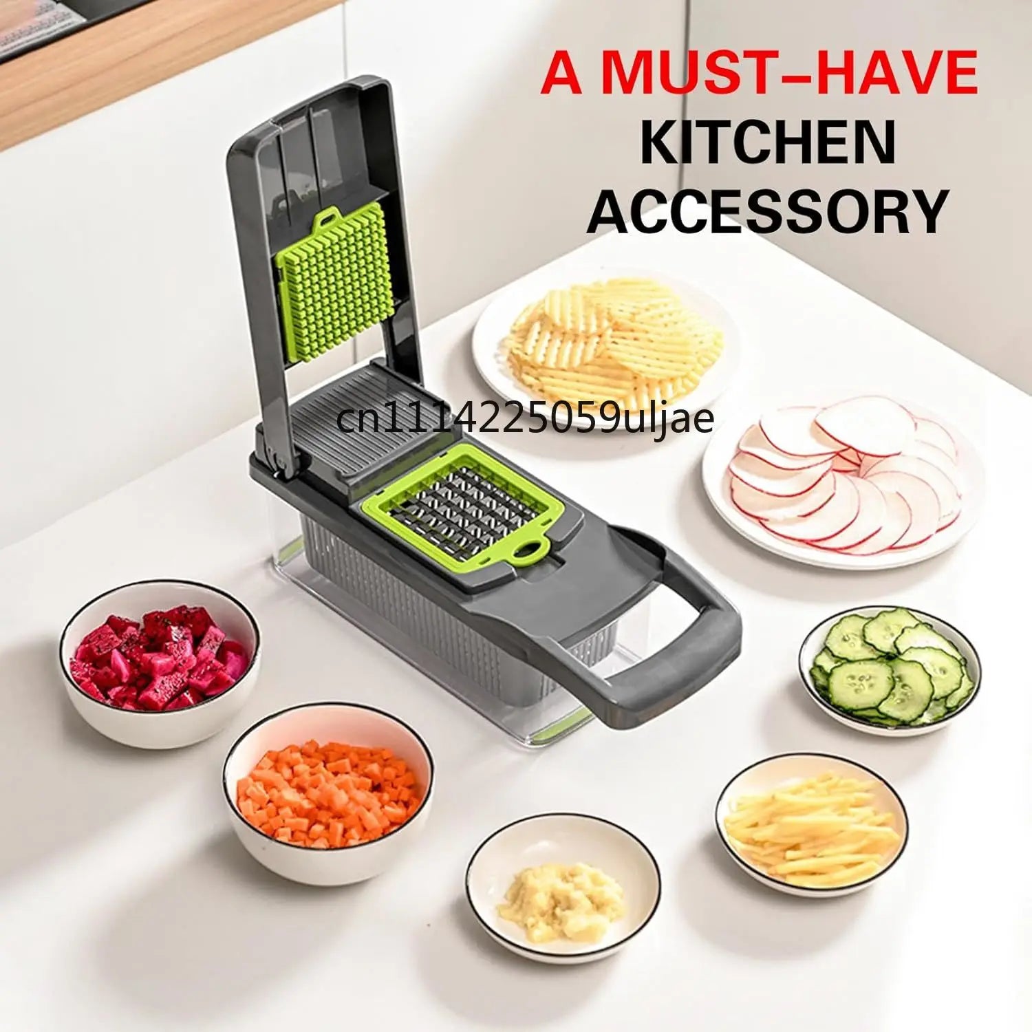 16-in-1 Professional Kitchen Slicer with Cleaver Blade, Multi-Function Food Chopper for Potatoes, Tomatoes, and Vegetables
