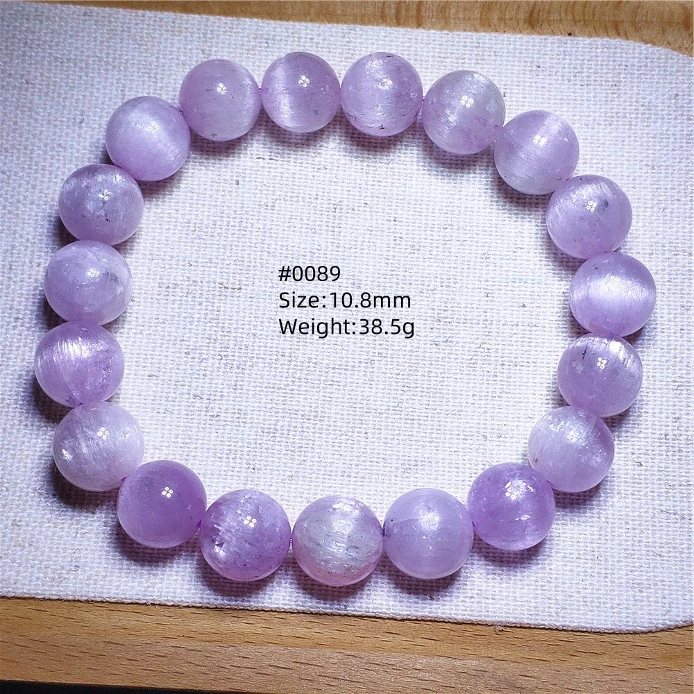 Natural Purple Kunzite Clear Round Beads Bracelet Jewelry Women Men Colorful Kunzite Bracelet Cat Eye Women Men AAAAAA
