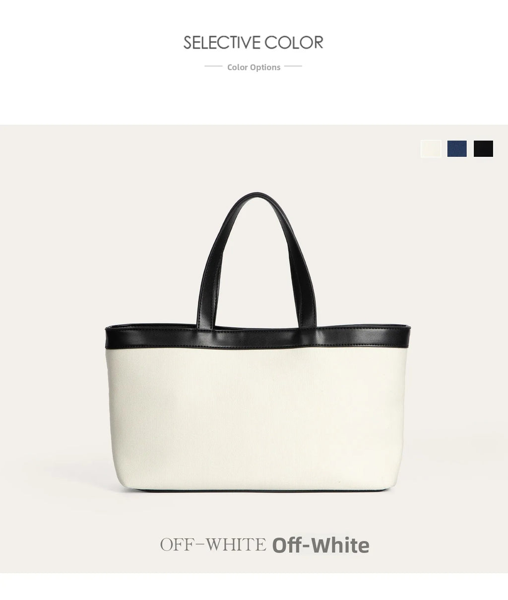 PEPPIHOME Women's Canvas Tote Bag Commuter Handbag Single Shoulder Bag Korean Style Summer New Arrival Soft PU Leather