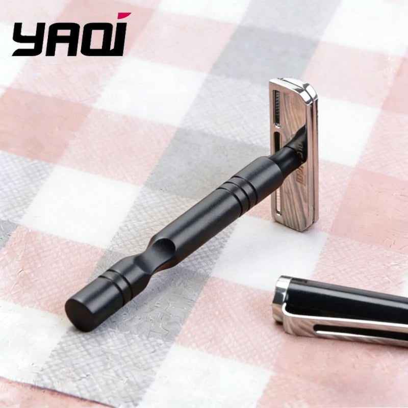 2026 YAQI Chrome And Black Color Aluminum Handle Light Weight AC Blade Excalibur Single-edged Mens Shaving Safety Razor