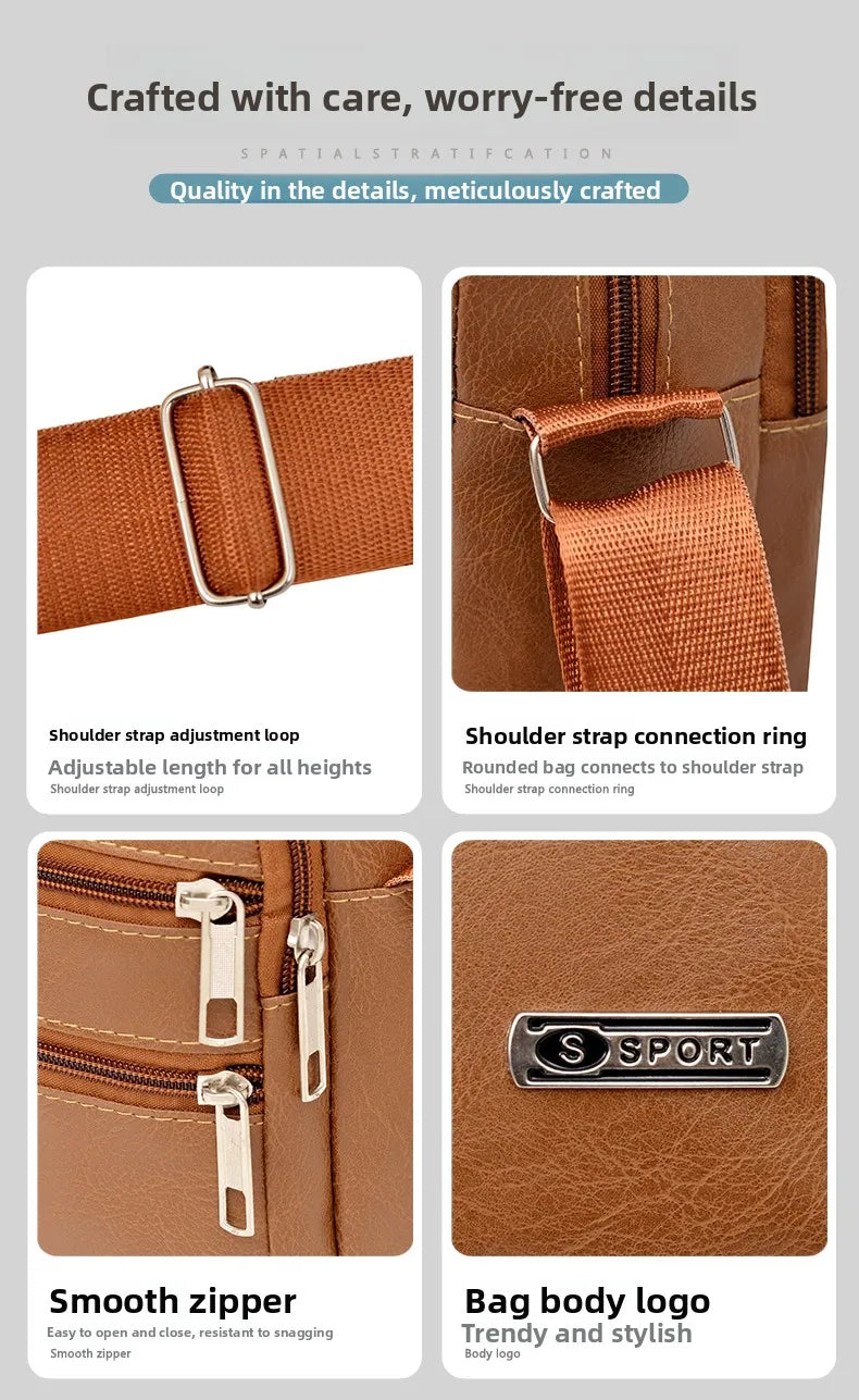 Simplified Soft Leather Crossbody Bag Fashionable Single Shoulder Bag Men's New Model Outdoor Travel Large Capacity Backpack