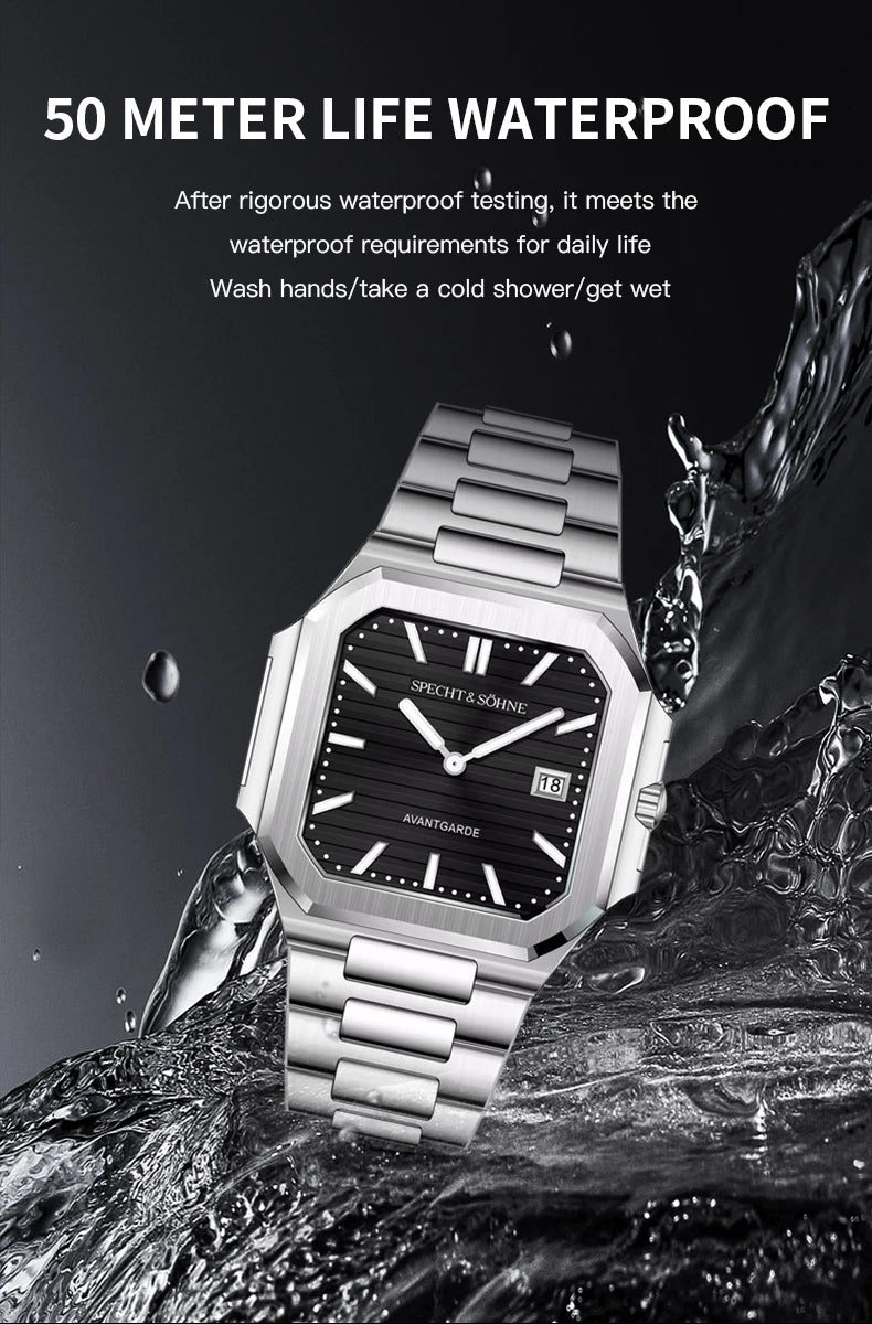 2025 Specht & Söhne New Hot Selling Ultrathin Cubic Watch For Men Quartz Wristwatch Sapphire Green Color Luminous Waterproof