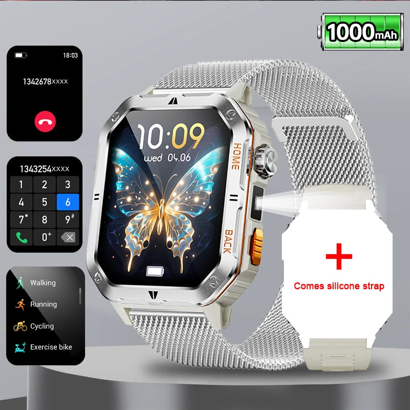 2025 New Smart Watch Men 1000mAh Ultra Large Battery 3ATM Professional Waterproof 2.01" HD Display Outdoor GPS Sports Smartwatch