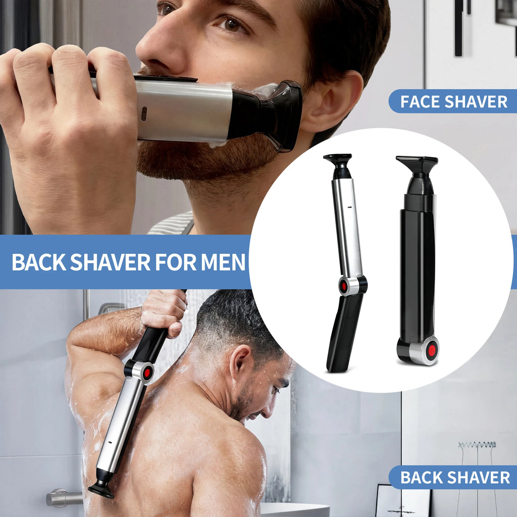 Men Shaving 180 Degrees Foldable Electric Back Hair Shaver Long handle men back shaver 2 In 1 Facial Hair Trimmer Razor