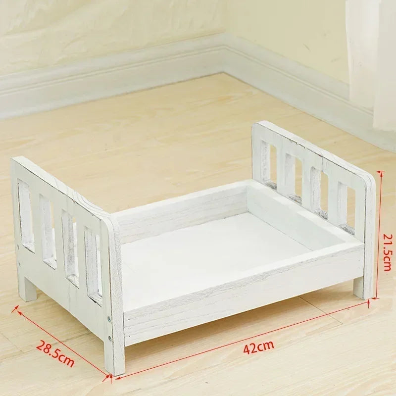 1pc Vintage Detachable Wooden Mini Bed Baby Chair Newborn Photo Shoot Essential Props Practical Children's Photography Furniture