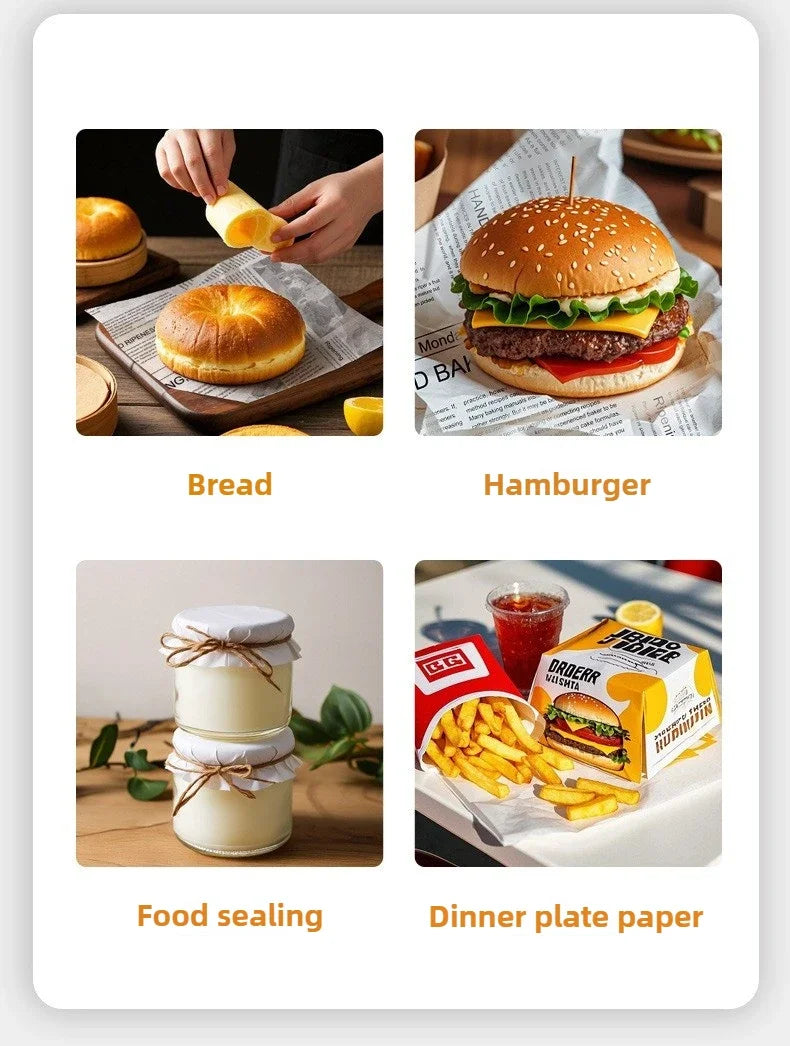 100/1000 Pcs Oil-Proof Paper for Wrapping Burger Bread Fried Food Sandwich Packaging Fryer Air Baking Paper Plate  Accessories