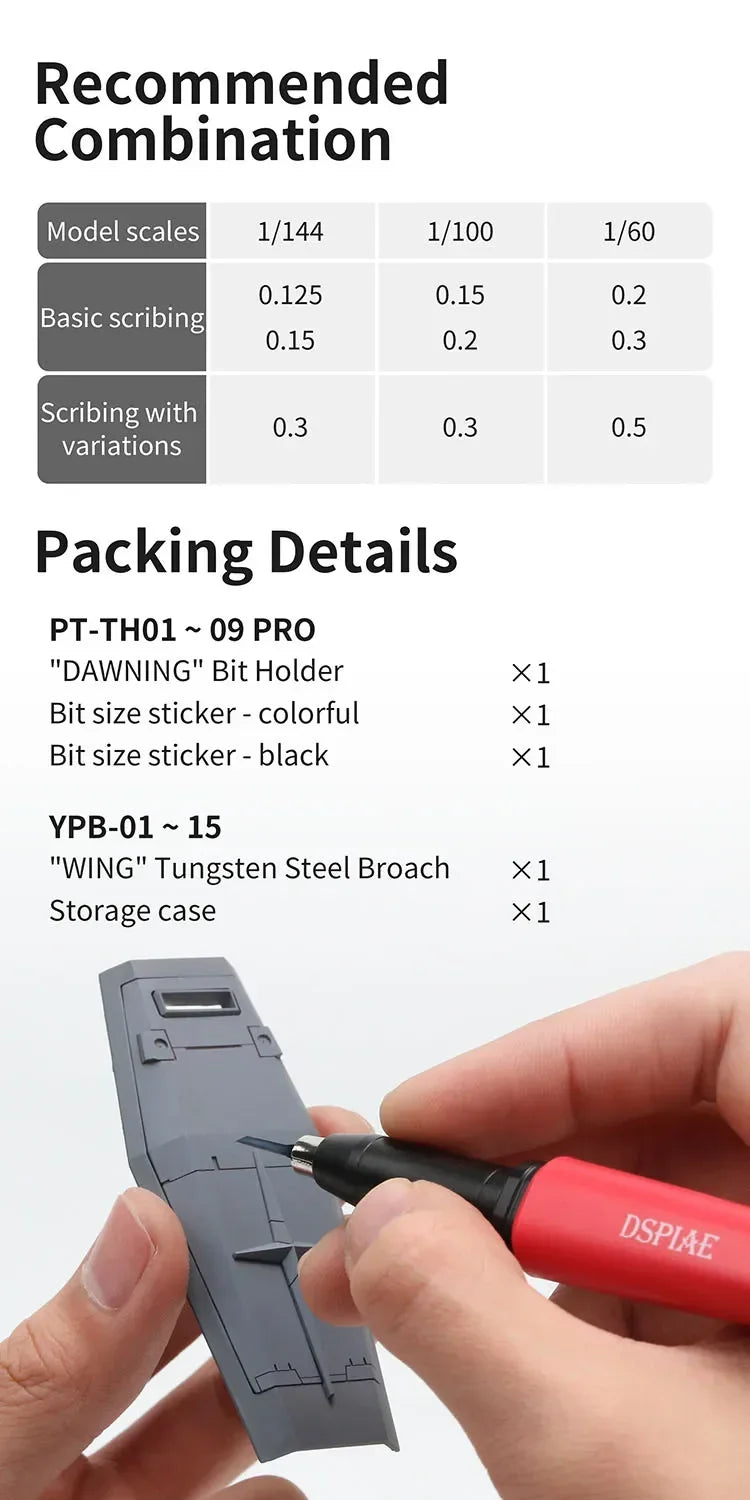 DSPIAE PT-TH PRO "WING"  Push Broach Push Knife Handle DIY Engraving Tool for Assembly Model Building Hobby Tools