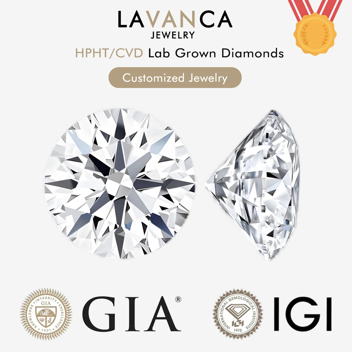 GIA IGI Certified 0.3-5.0ct Round Lab Grown Diamonds CVD HPHT Loose Lab Diamonds DEF VVS/VS Lab Created Diamond For Jewelry Made
