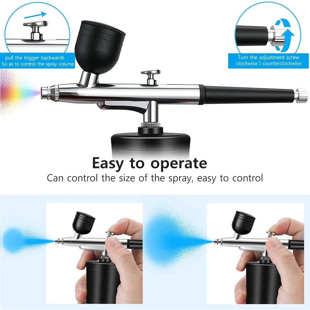 Airbrush for Paint Cake Makeup Cordless Airbrush Sprayer Gun 0.3mm Nozzles Handhold Portable Airbrush Nail Kit with Compressor