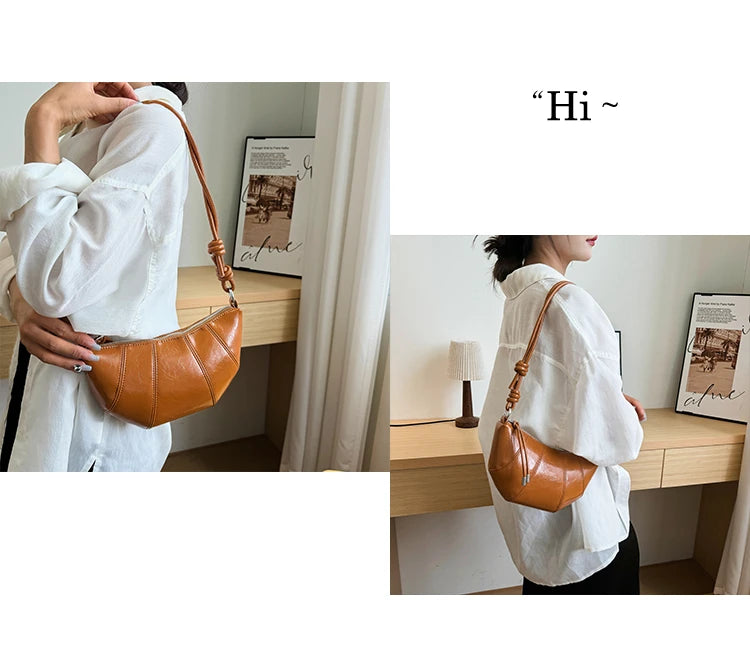 Casual Dumpling Shaped Large Capacity Shoulder Bag for Women 2026 New Style Soft Handle Single Strap Crossbody Luxury Bag