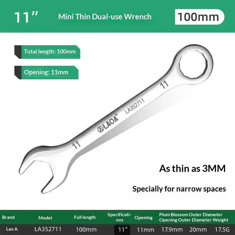 1/8/10Pcs Mini Thin Stainless Steel Double Open-end Wrench 5-11mm Dual-purpose Wrench For Repair Hand Tool Accessory