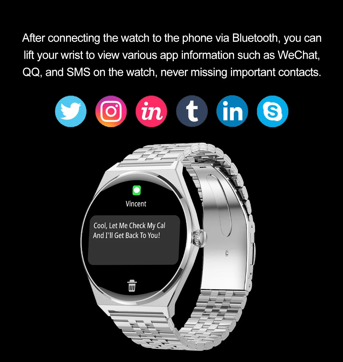 DAORKOW New Ultra thin Wireless Call SmartWatch Women Watches Men Sports Fitness Tracker Heart Rate Smartwatches For Android IOS