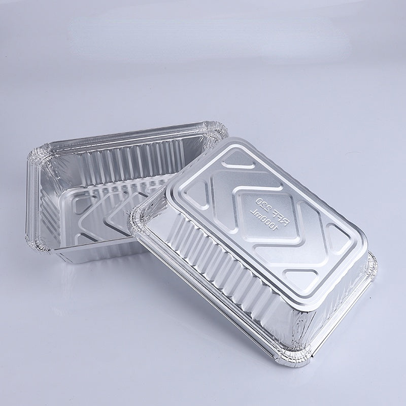 100 Pieces of Barbecue Tin Foil Special Packaging Box Aluminum Foil Lunch Box Home Takeaway Air Fryer Disposable Tin Foil Bowl