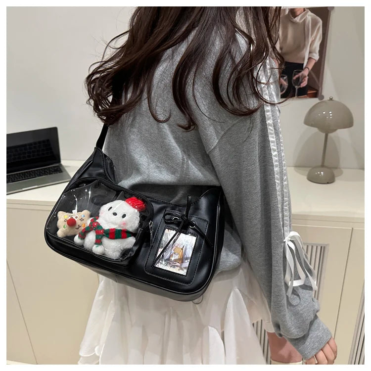 Design Sensation Single Shoulder Slant Crossbody Bag Basic Model Grain Bag Pain Bag for Girls Soft Synthetic Leather Sq...
