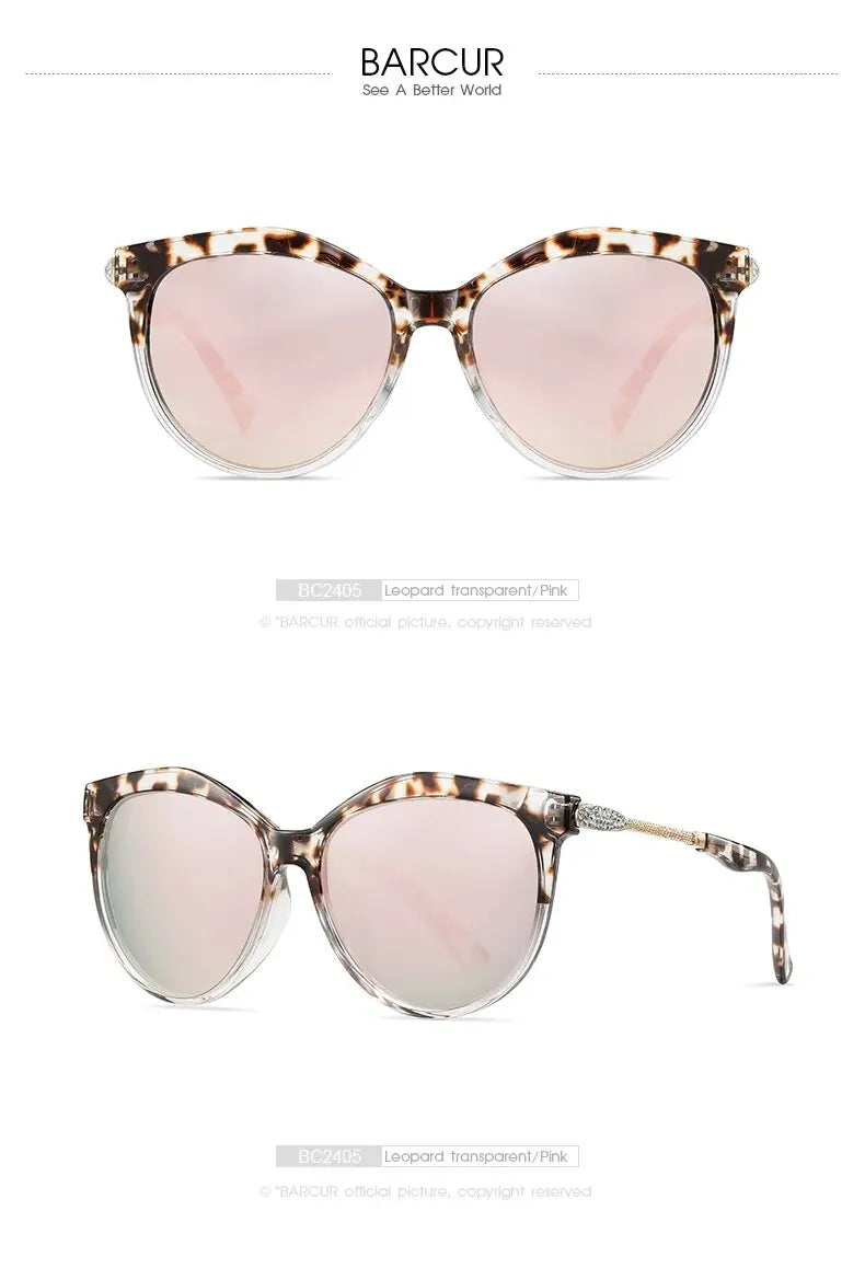 BARCUR Polarized Cat Eye Sunglasses Women Gradient Round Sun Glasses for Women Oculos Lunette De Soleil Femme