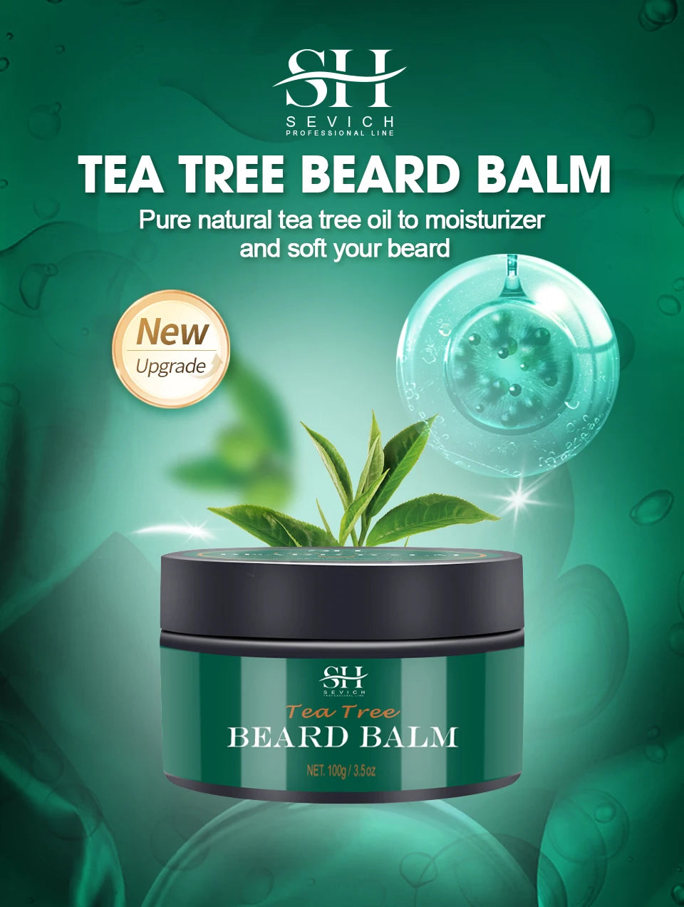 Natural Beard Balm Wax Tea Tree Beard Style Cream Soften Moisturize Thicken Professional Mustache Cream Beard Care For Gentlemen