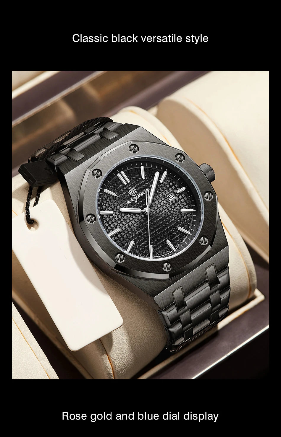 PAAZOMU Luxury Business Man Wristwatch Waterproof Luminous Date Men Watch Stainless Steel Fashion Quartz Watches For Men Reloj