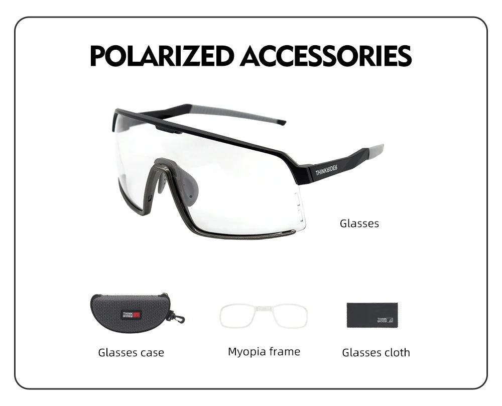 ThinkRider Bike Photochromic Cycling Glasses Bicycle Glasses Sports Men's Sunglasses MTB Road Cycling Eyewear Protection Goggles