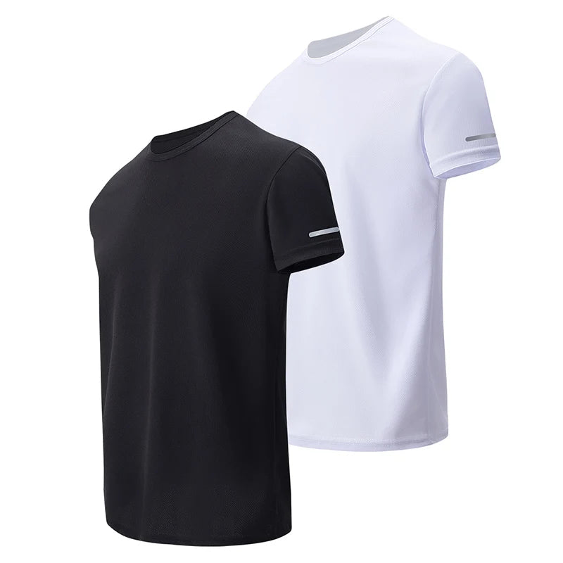 1/2/4Pcs Men's Summer Solid Color Mix And Match Short-sleeved Young Men's Loose Quick-drying Sports Running Shirt Middle-aged T-