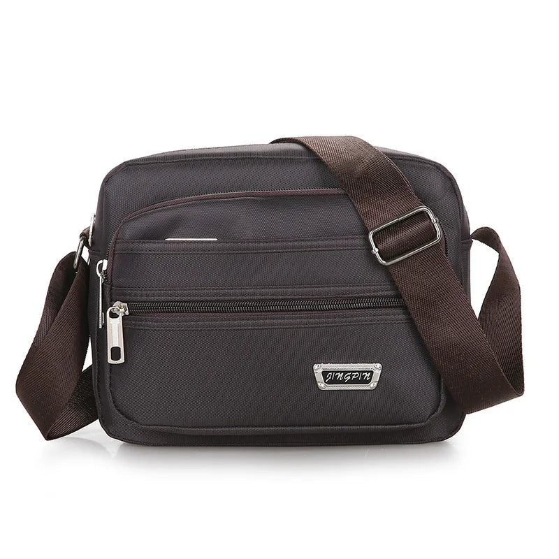 Casual Unisex Crossbody Bag Large Capacity Multi-layer Business Handling Bag Soft Nylon Material Zipper Closure Leisure Trave...