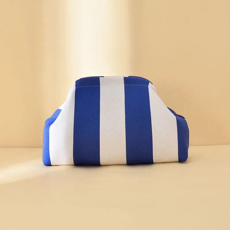 Striped Beach Bag Cloud Knitted Fashion Commuter All-Match Makeup Bag Weave Cross-Border Style Polyester Pillow-Shaped Bag