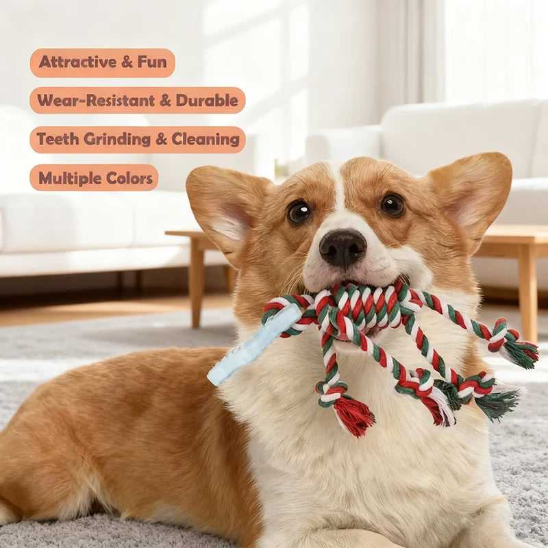 Cotton Double Knot Dog Rope Toy Chew Toy Teething Stick For Puppy Small Medium Dogs Interactive Self Entertaining Pet Play Toy