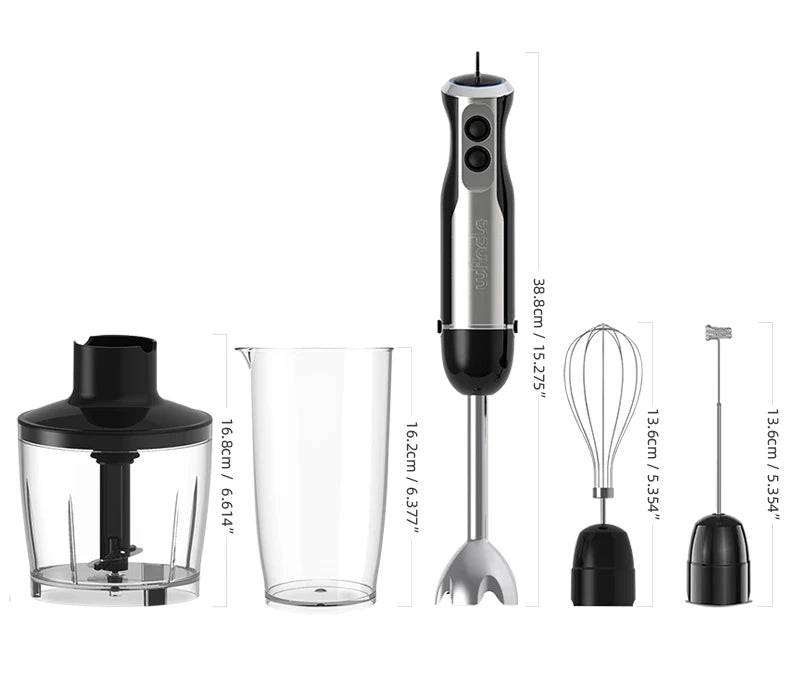 Wancle Electric Immersion Hand Blender Mixer 1000W 5 in 1 Powerful Kitchen Blender for Egg Whisk Meat Grinder Food Processor