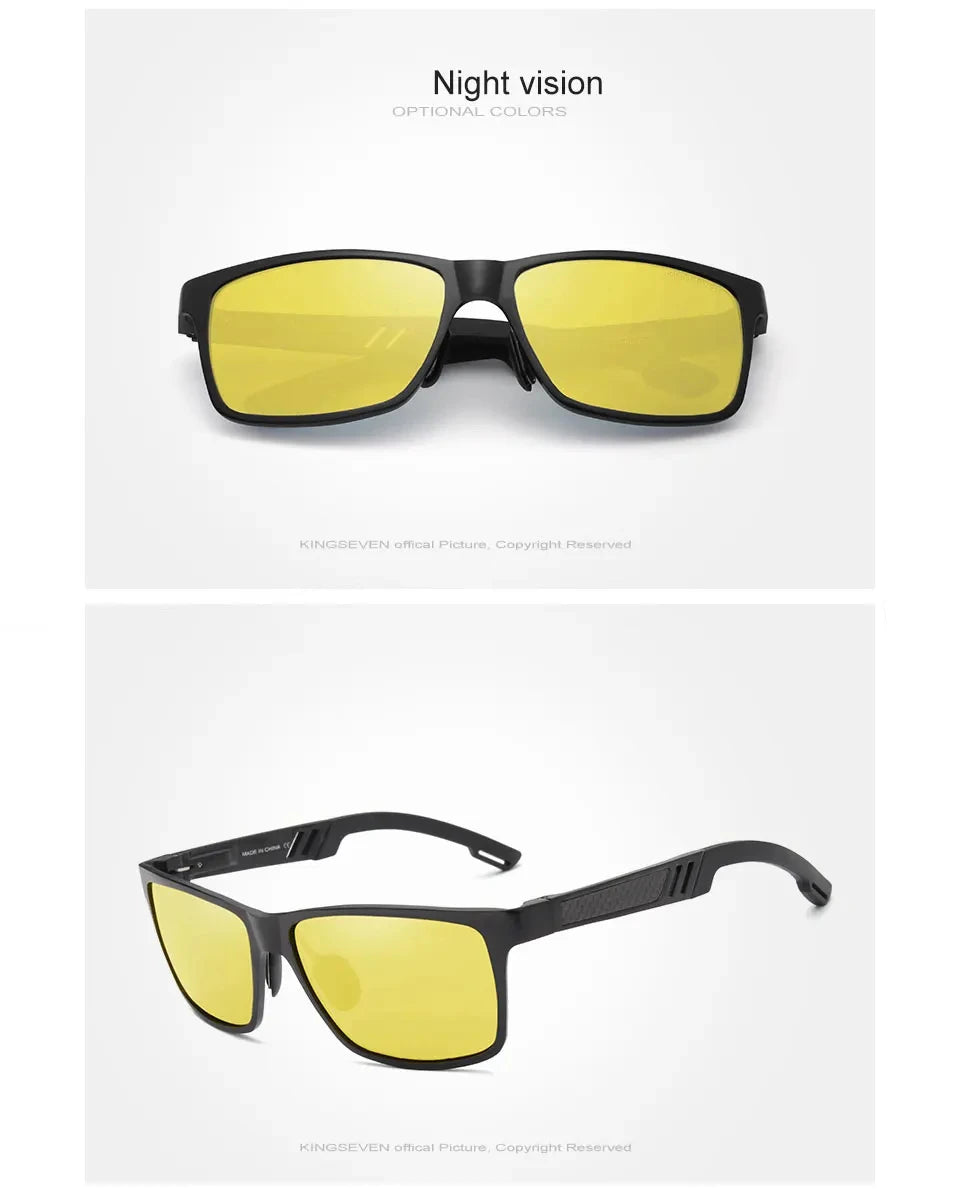 KINGSEVEN Men Polarized Sunglasses Aluminum Magnesium Driving UV400 Glasses Rectangle Shades Eye Protection Luxury Male Eyewear
