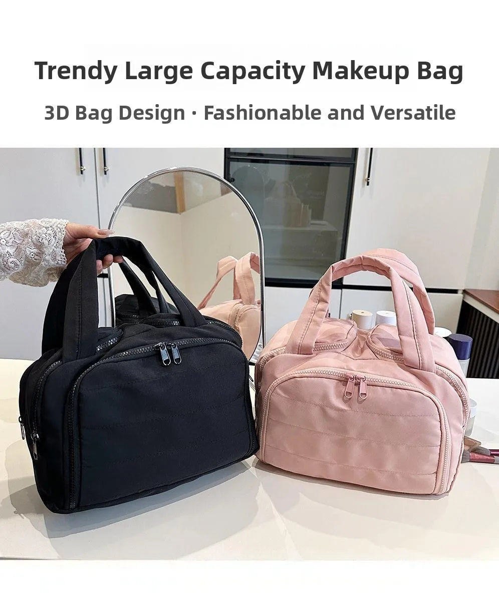 Large Capacity Portable Makeup Bag Travel Cosmetic Storage Waterproof Multi-layer Organizer High Aesthetic Value Handheld