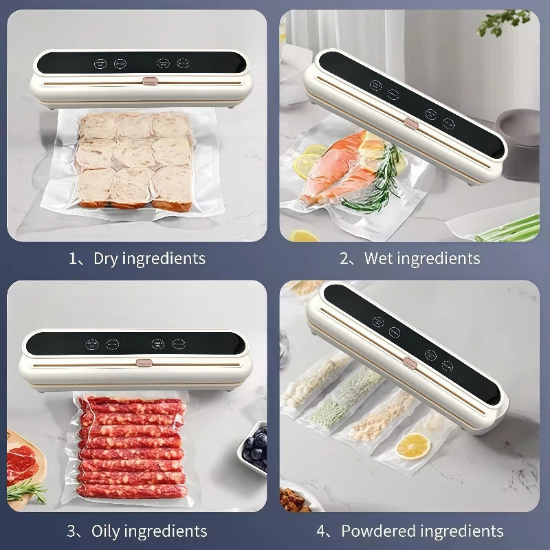 Electric Vacuum Sealer Food Storage Seal Touch Button Dry/Wet Built-in Cutter Kitchen Food Sealing Vacuum packaging machine