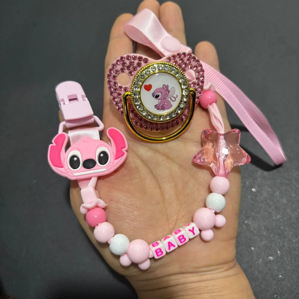 Baby pacifier (with dust cover) & cute anime print Newborn pacifier holder Baby gift for newborns Boys/Girls baby party gift