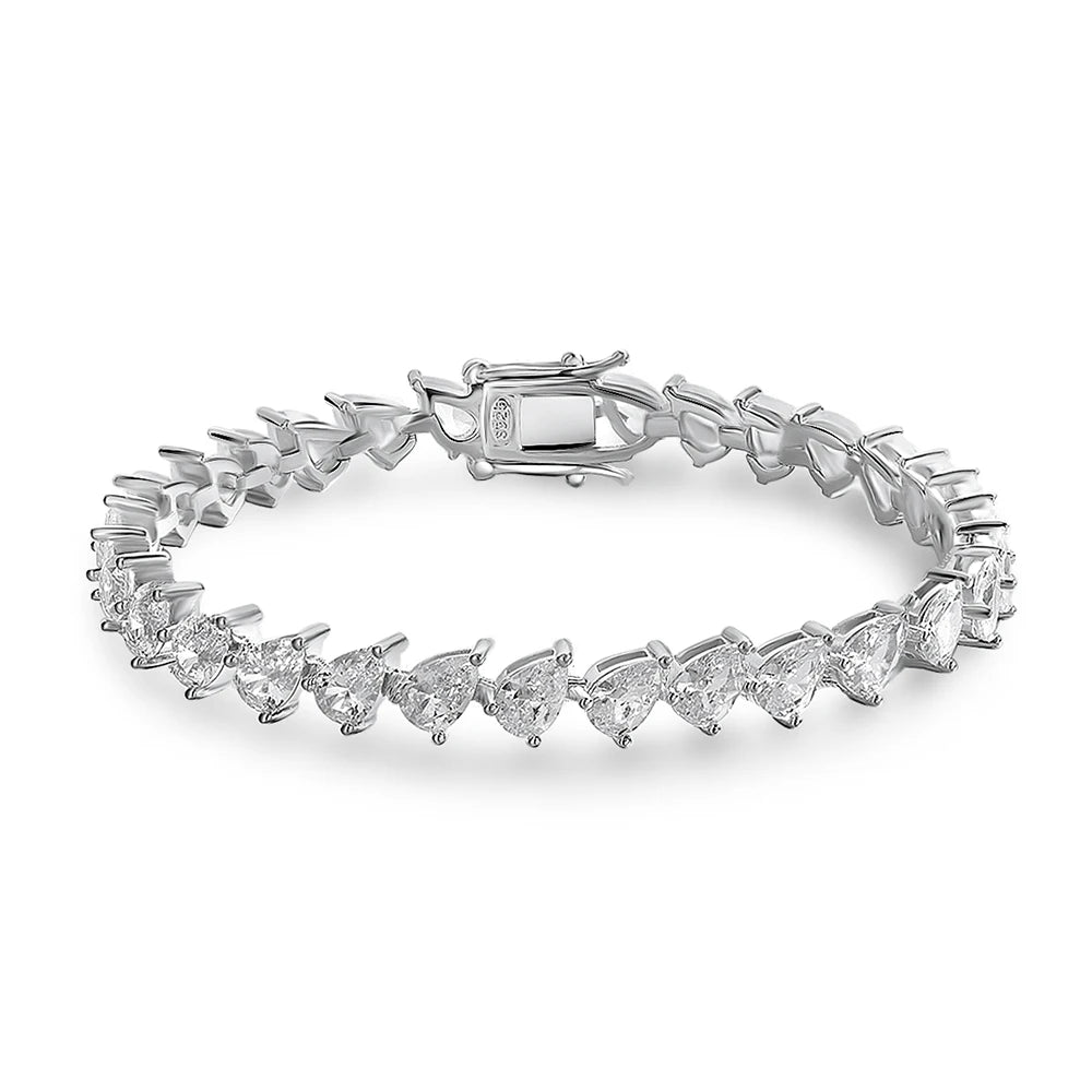 Certified 0.5carat Pear Cut Moissanite Diamond Tennis Bracelets for Women 925 Sterling Silver Waterdrop Shape Wrist Chain