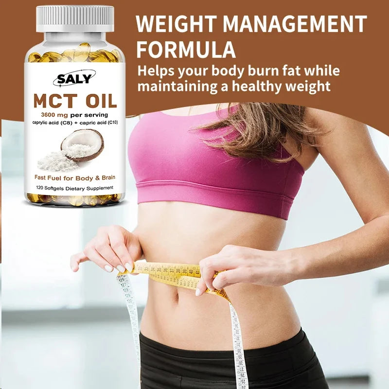 Mct Oil 3600 Mg C8 C10 Capsules Ketogenic Fuel , Clarity, Brain & Body, Fat Burning, Weight Management, Non-gmo Coconut