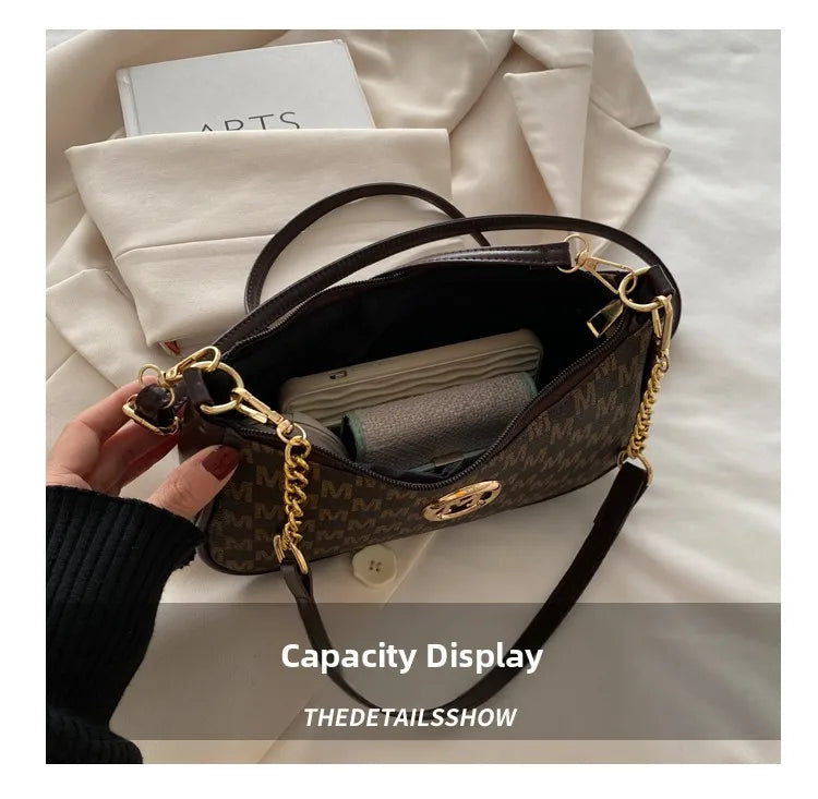 Vintage Floral Print Underarm Bag Women's Crossbody Shoulder Bag Casual Versatile Small Bag Popular Female Fashion Design