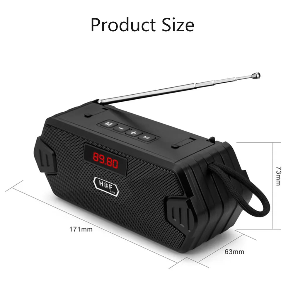 Radio FM Receiver Outdoor Portable Aux Wireless Bluetooth Speaker Subwoofer Music Sound Box Bass Hifi Blutooth Home Car Blutooth
