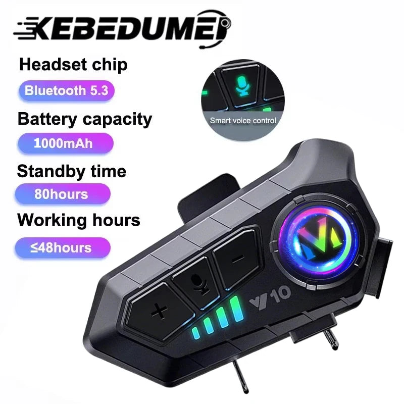 Bluetooth Motorcycle Helmet Headset Wireless IPX6 Waterproof Noice Reduction Earphone Super Long Standby HandsFree Headphone