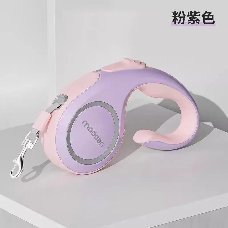 Automatic Retractable Dog Leash 5 Meters Long Teddy Dog Walking Rope Polyester Material for Small to Medium Sized Dogs