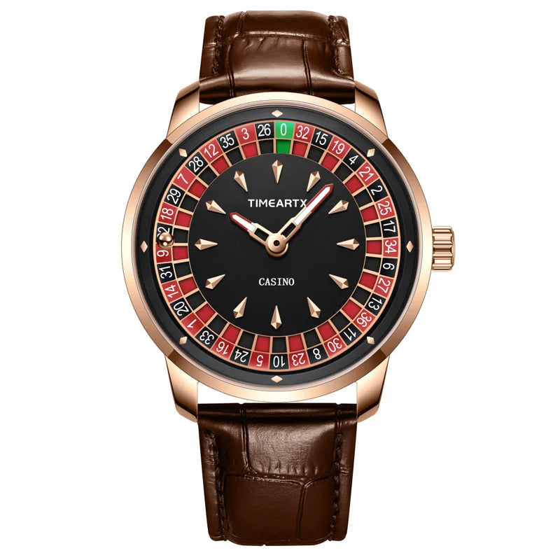 TIMEARTX Brand New Luxury Quartz Watches Man European Roulette Poker Game Wristwatch