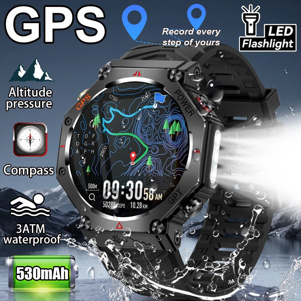 New ChatGPT AI assistant smartwatch with 5ATM water resistance, GPS, built-in dual-frequency GNSS and compass. For men and women