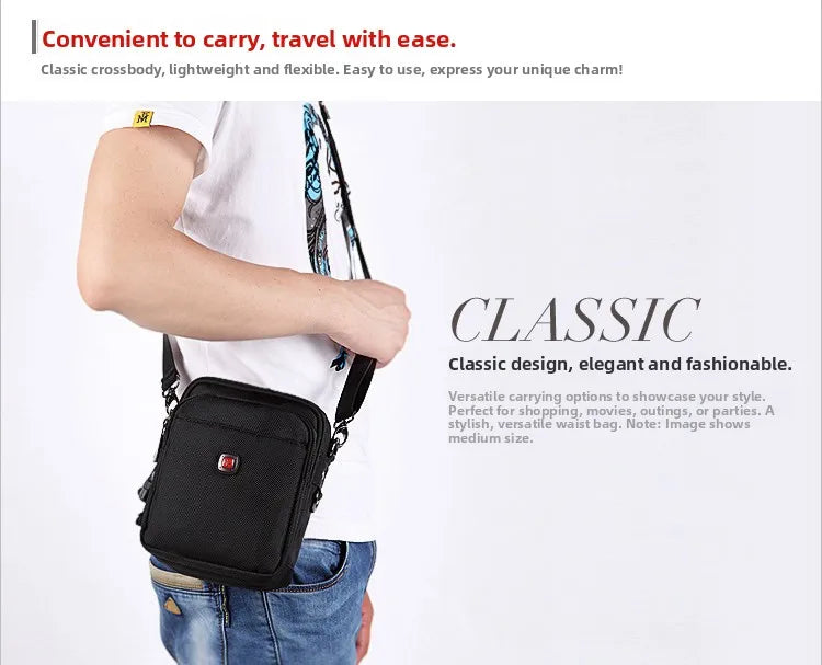 Large Capacity Oxford Cloth Military Knife Crossbody Bag for Men Commuting Work Bag Outdoor Waist Bag Bucket Shape Zipper Clo...