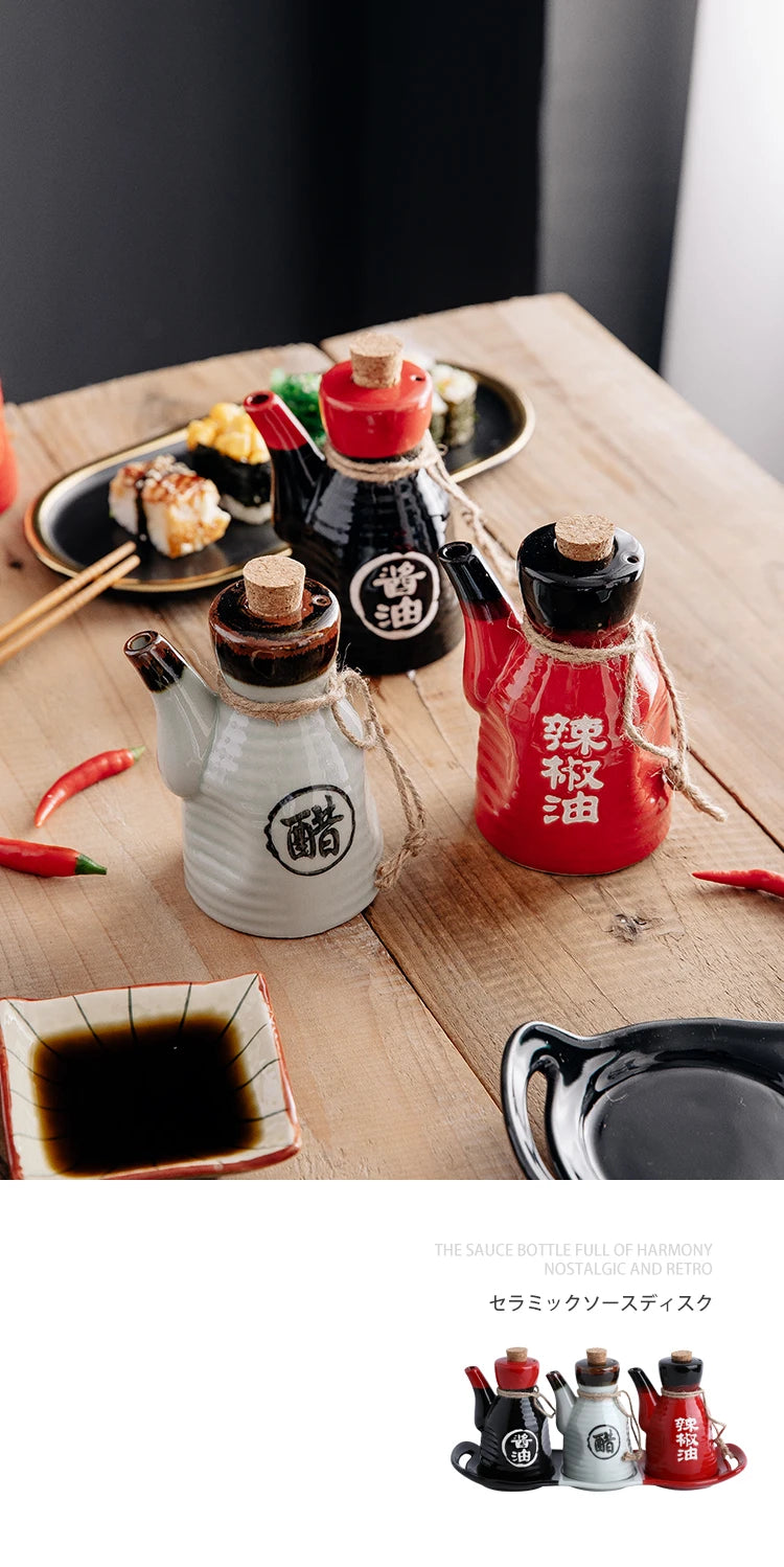 Japanese restaurant ceramic seasoning jar Seasoning jar soy sauce pot bottle mini small tableware