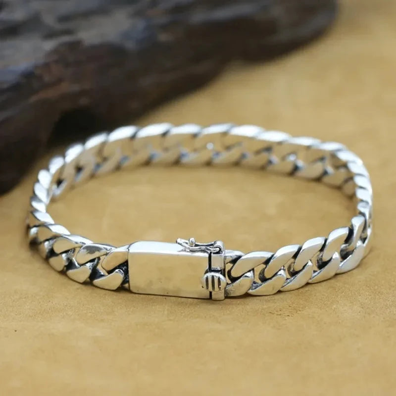 100% S925 Sterling Silver Necklace Bracelet Punk S925 Silver Jewelry Never Fade Carry certificate Men Women Jewelry Gifts
