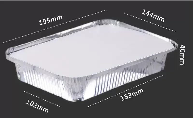 100 Pieces of Barbecue Tin Foil Special Packaging Box Aluminum Foil Lunch Box Home Takeaway Air Fryer Disposable Tin Foil Bowl