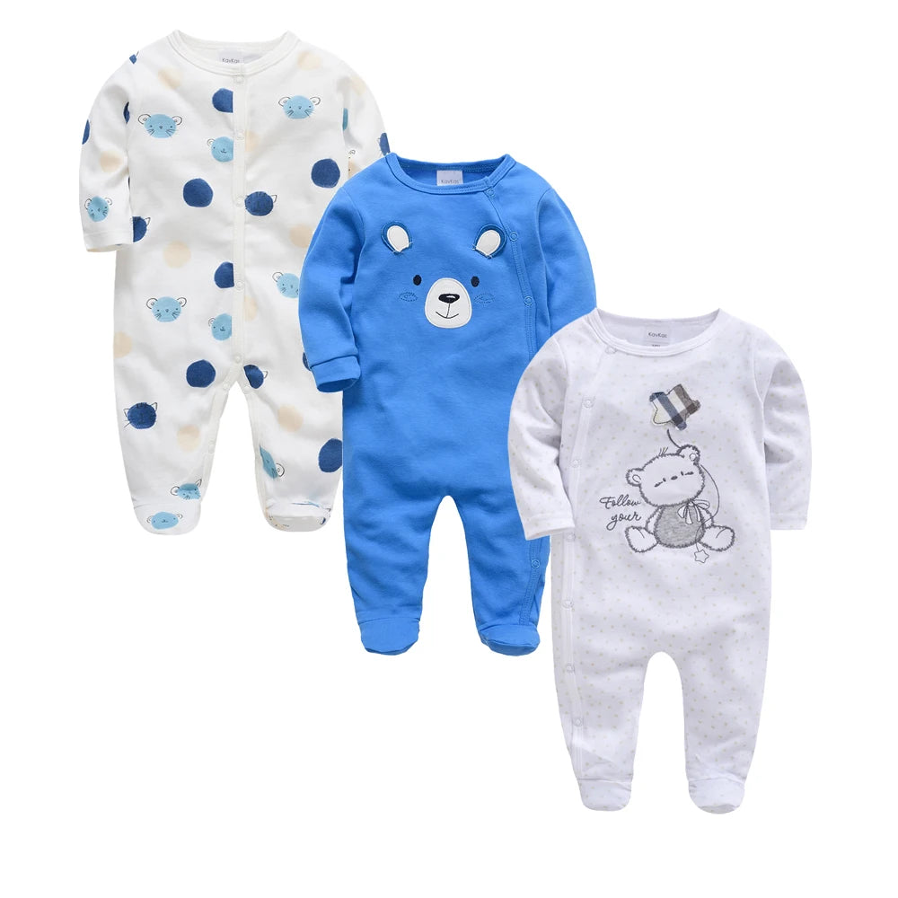 2025 3 pcs/lot Baby Boy Girls Rompers 100% Cotton Long Sleeve Overalls 0-12 Months Cool Print  Newborn Jumpsuit