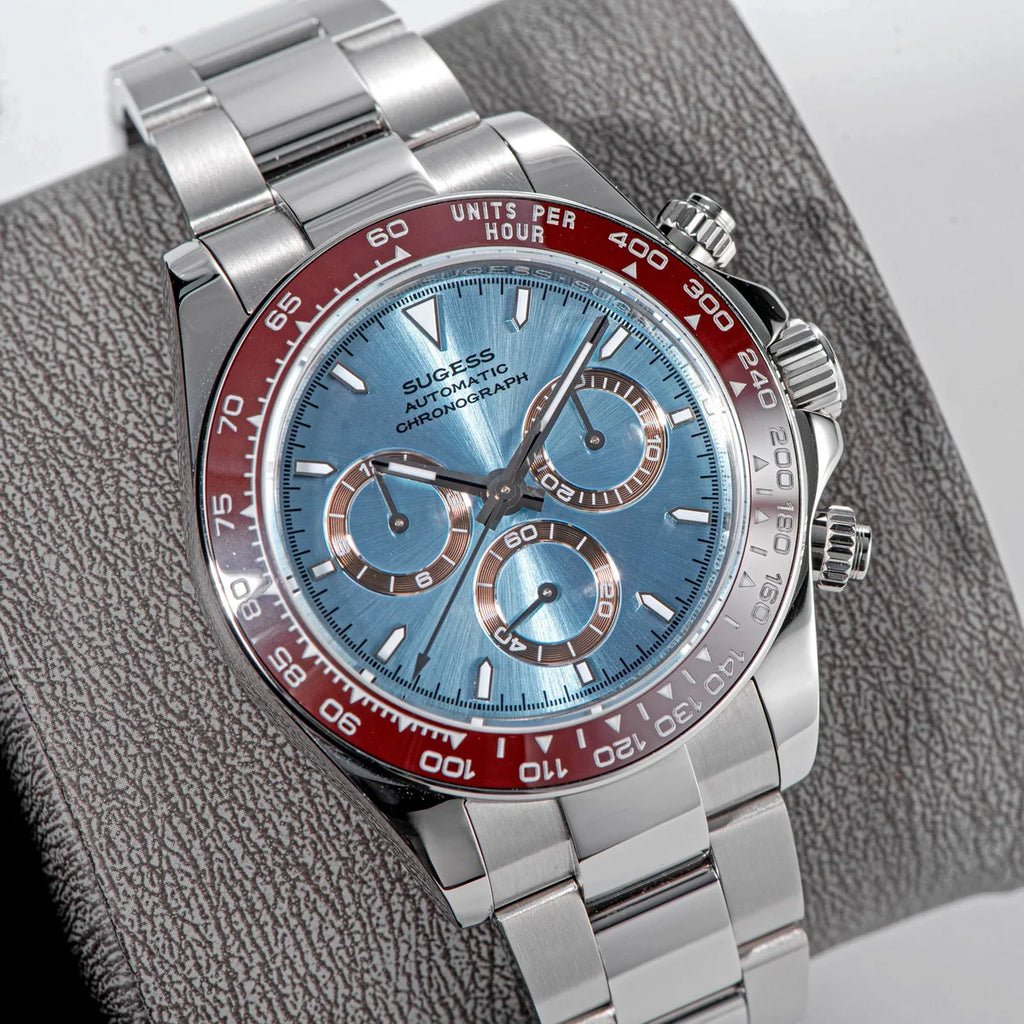 Sugess Diving Mens Watch Panda Automatic Mechanical Chronograph Peacock SL4801 Movement Wristwatch Waterproof Ceramic Bezel New
