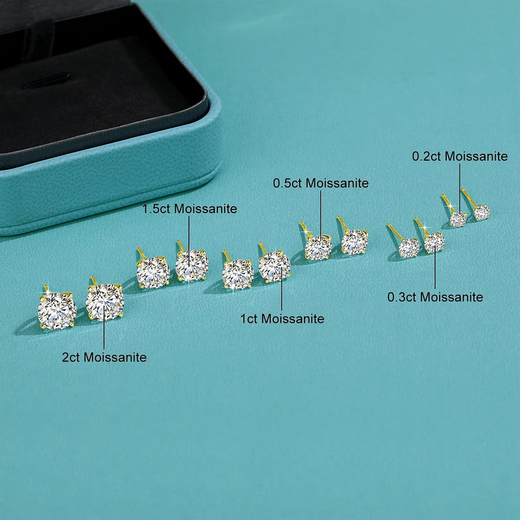 Solid 14K Gold Filled 4 Prong D Color Moissanite Stud Earrings for Women Wedding Diamond Ear Studs Fine Jewelry Birthday Gift